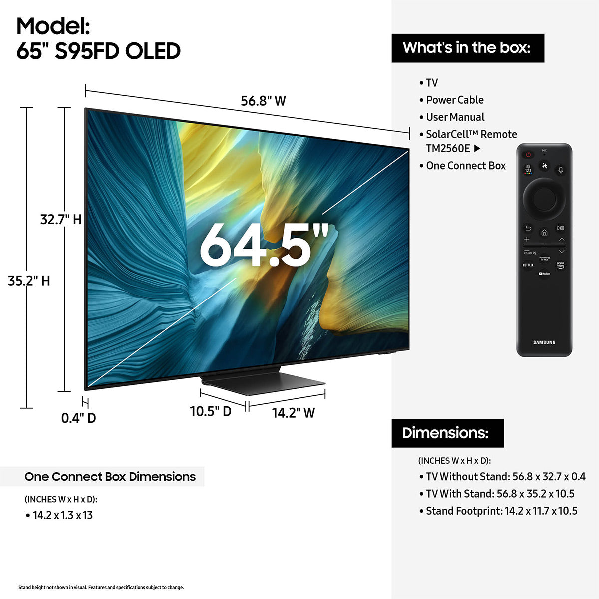 Samsung S95F 65 Inch 4K OLED Smart TV with AudioQuest SKY 3m HDMI Cable