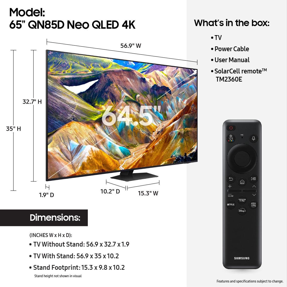 Samsung QN85D 65" 4K Neo QLED Smart TV (2024)