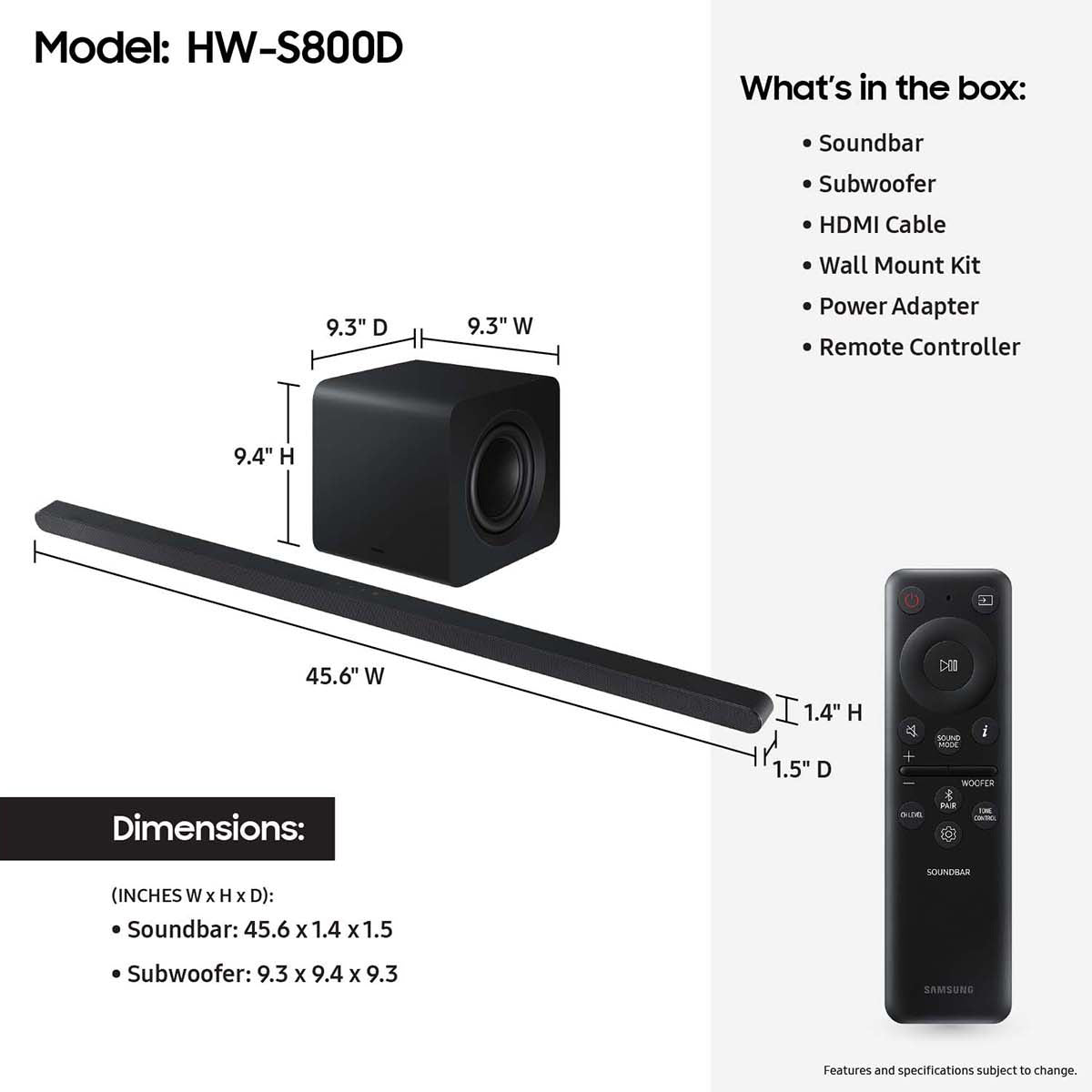 Samsung QN65LS03DA 65" 4K The Frame QLED HDR Smart TV (2024) with HW-S800D 3.1.2-Channel Soundbar and Wireless Subwoofer