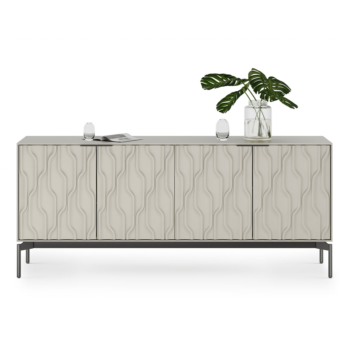 BDI Mesa 7639 4-Door Credenza (Stone with Carbon Base)