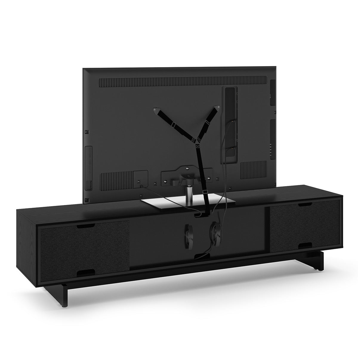 BDI Align 7473 Low 4-Door Cabinet with Media Base (Ebonized Ash)