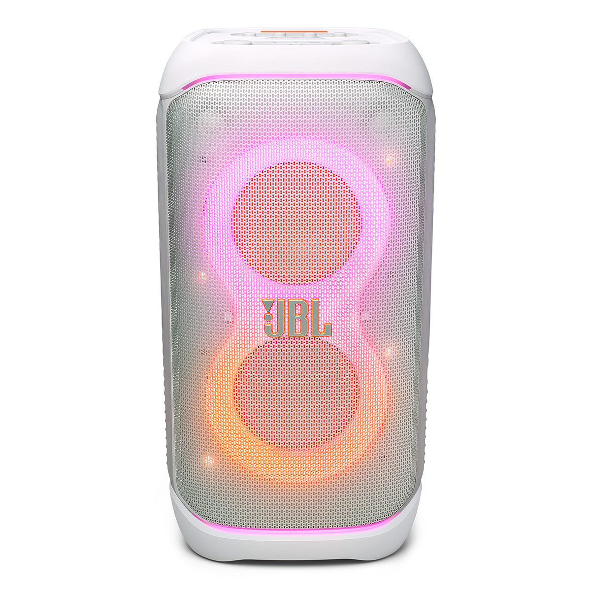 JBL PartyBox Stage 320 Portable Party Speaker with Wireless Two Microphone System (White)