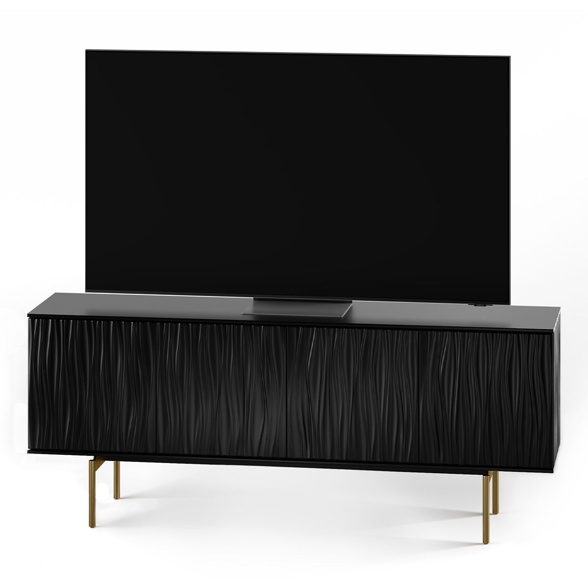 BDI Tanami 7109 4-Door Storage Credenza (Satin Black with Brass Base)