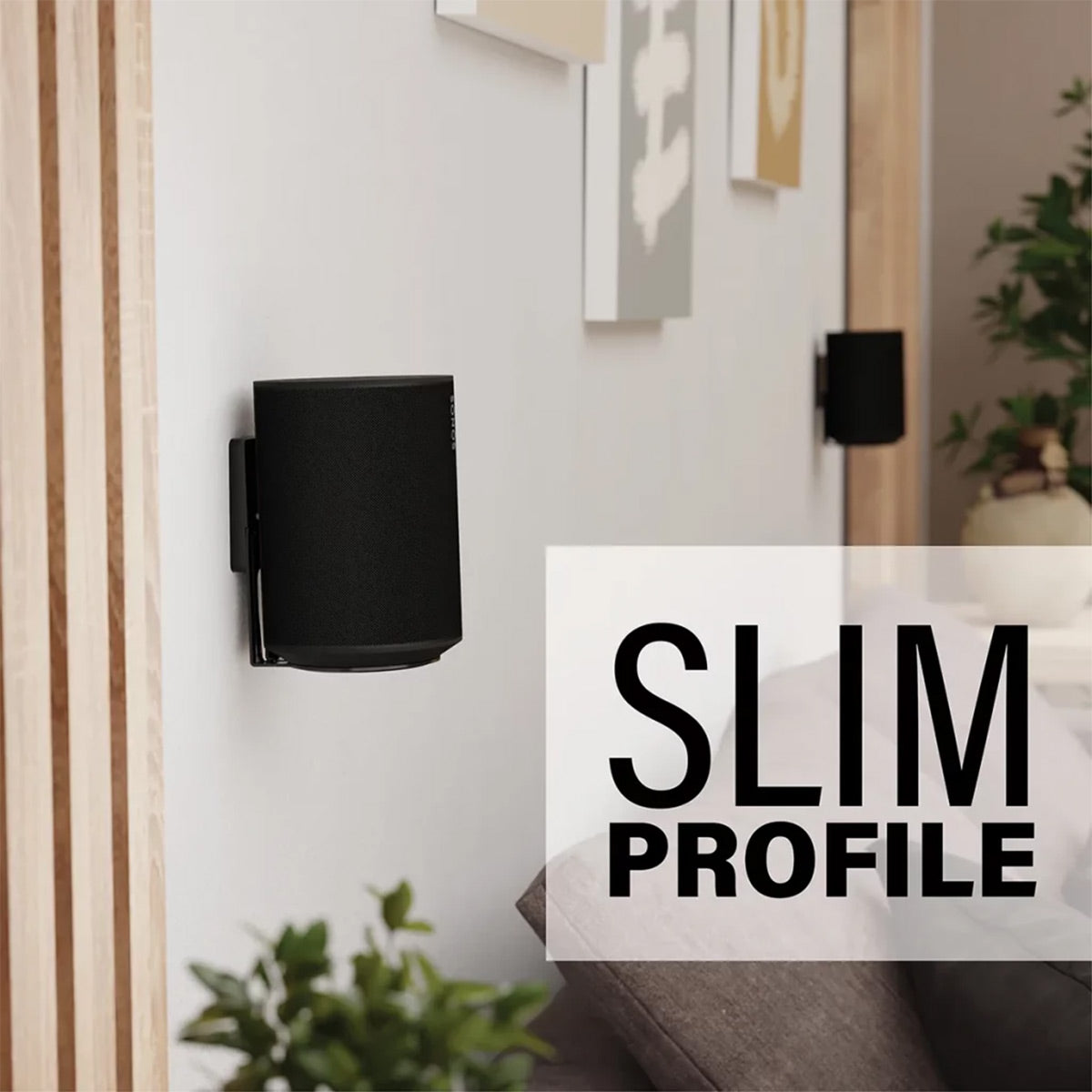 Sanus WSFME12 Fixed Speaker Wall Mounts for Sonos Ear 100 - Pair (Black)
