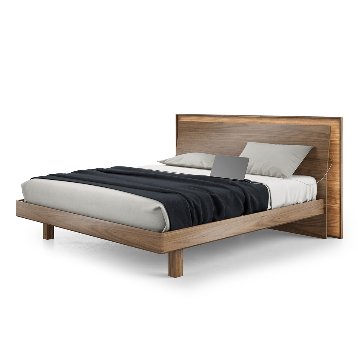 BDI KAVA Bedroom 9617 King Bed Frame with Built-In LEDs (Walnut)