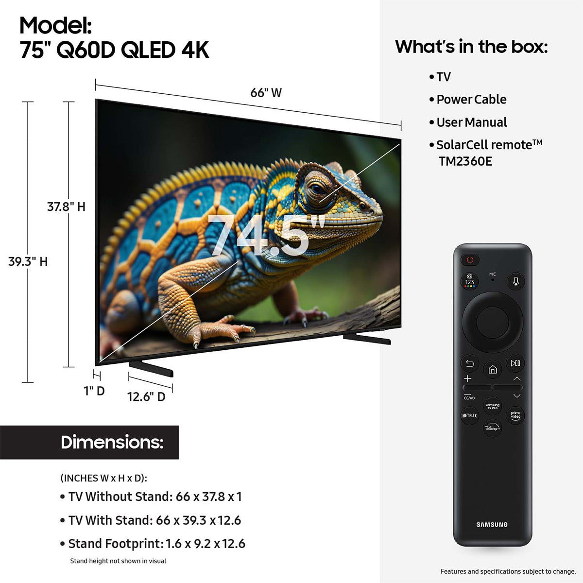 Samsung Q60D 75" 4K QLED Smart TV (2024)
