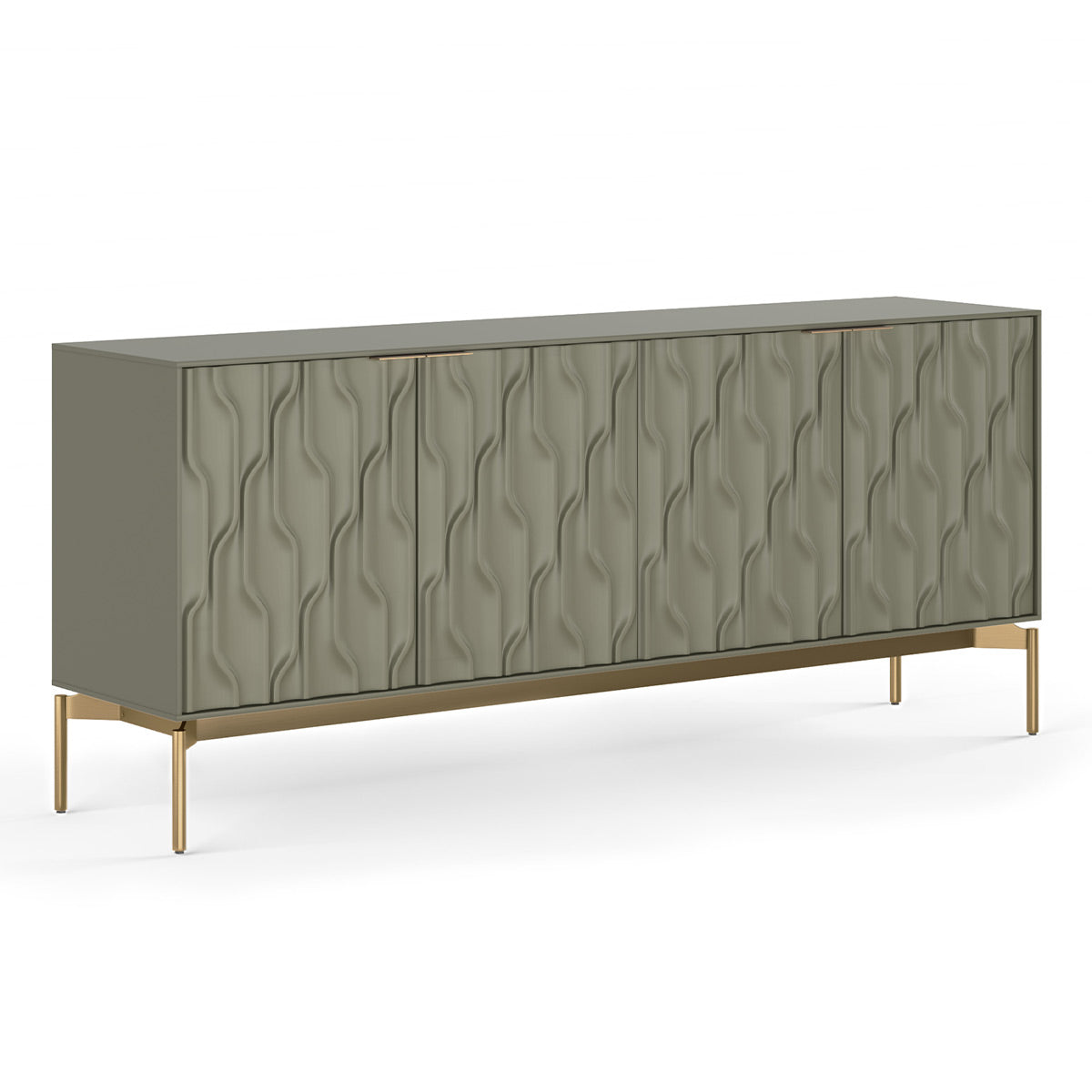 BDI Mesa 7639 4-Door Credenza (Moss with Brass Base)