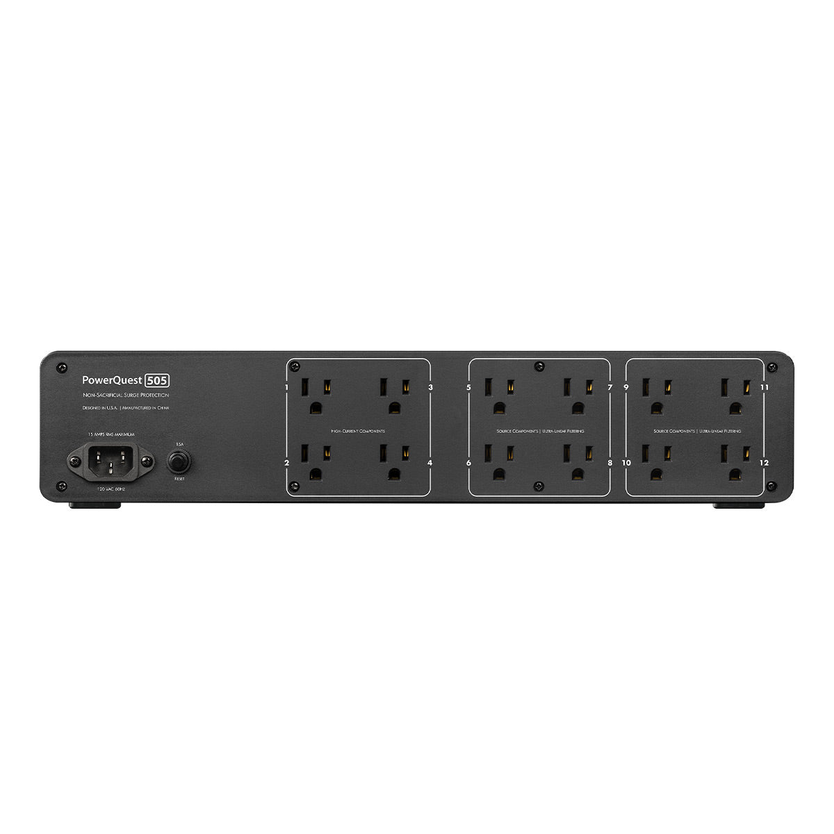 AudioQuest PowerQuest 505 12-Outlet Surge Protector and Power Conditioner with AudioQuest Monsoon 1.0m High-Current 15 AMP AC Power Cable