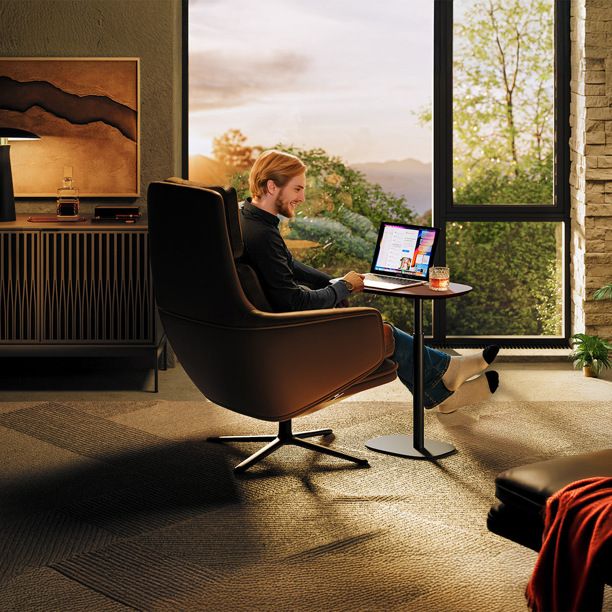 BDI Serif 1046 
Solid Wood Lift Laptop Table
 (Toasted Oak)