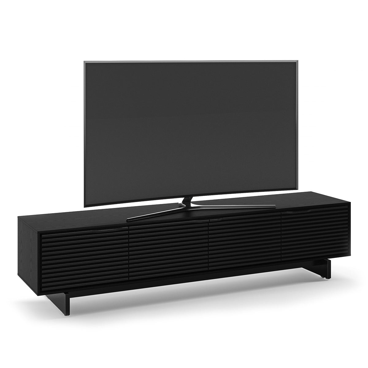 BDI Align 7473 Low 4-Door Cabinet with Media Base (Ebonized Ash)