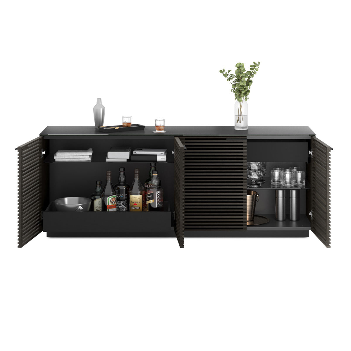 BDI Corridor 8109 4-Door Storage Credenza (Charcoal Stained Ash)