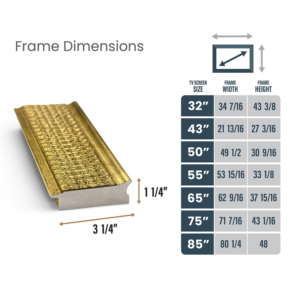 Deco TV Frames 75" Customizable Frame for Samsung The Frame TV 2021-2024 (Gatsby Gold)