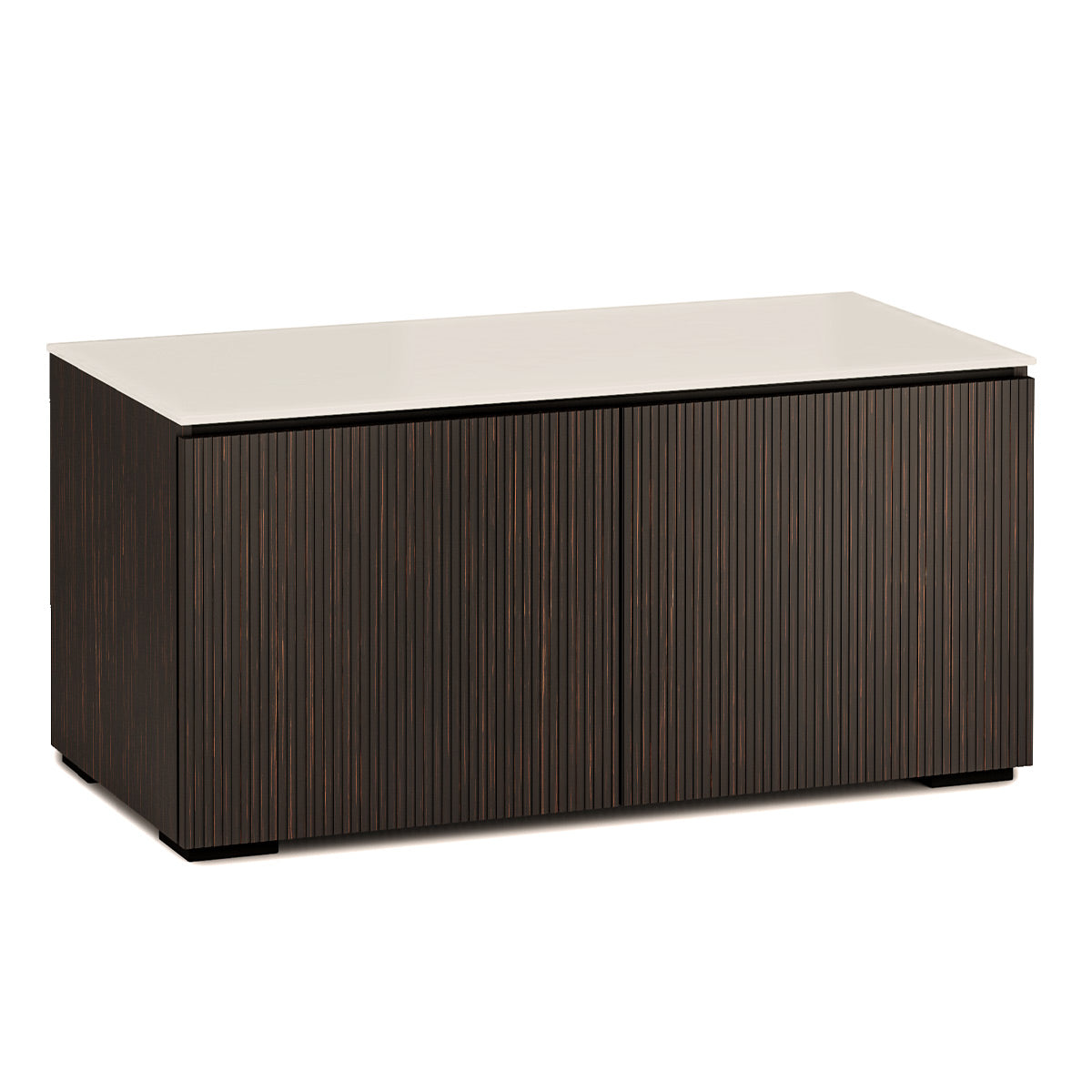 Salamander Chameleon Collection Manhattan 221 Twin AV Cabinet (Maro Ebony Doors and Sides, Matte Taupe Glass Top)