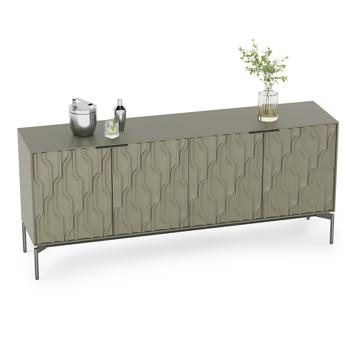 BDI Mesa 7639 4-Door Credenza (Moss with Carbon Base)