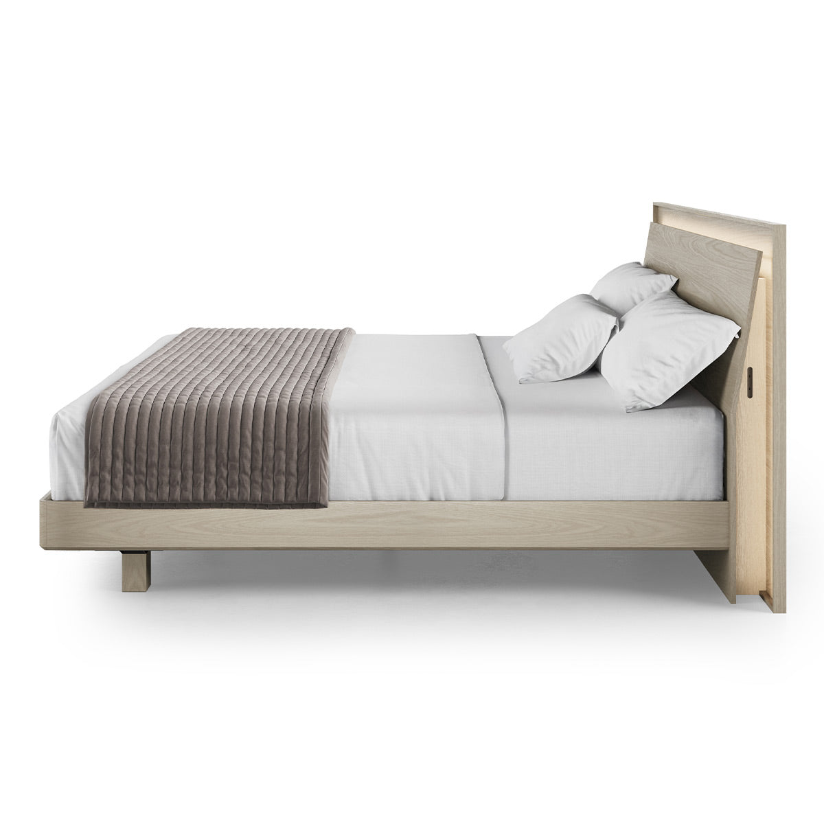 BDI KAVA Bedroom 9617 King Bed Frame with Built-In LEDs (Washed Oak)
