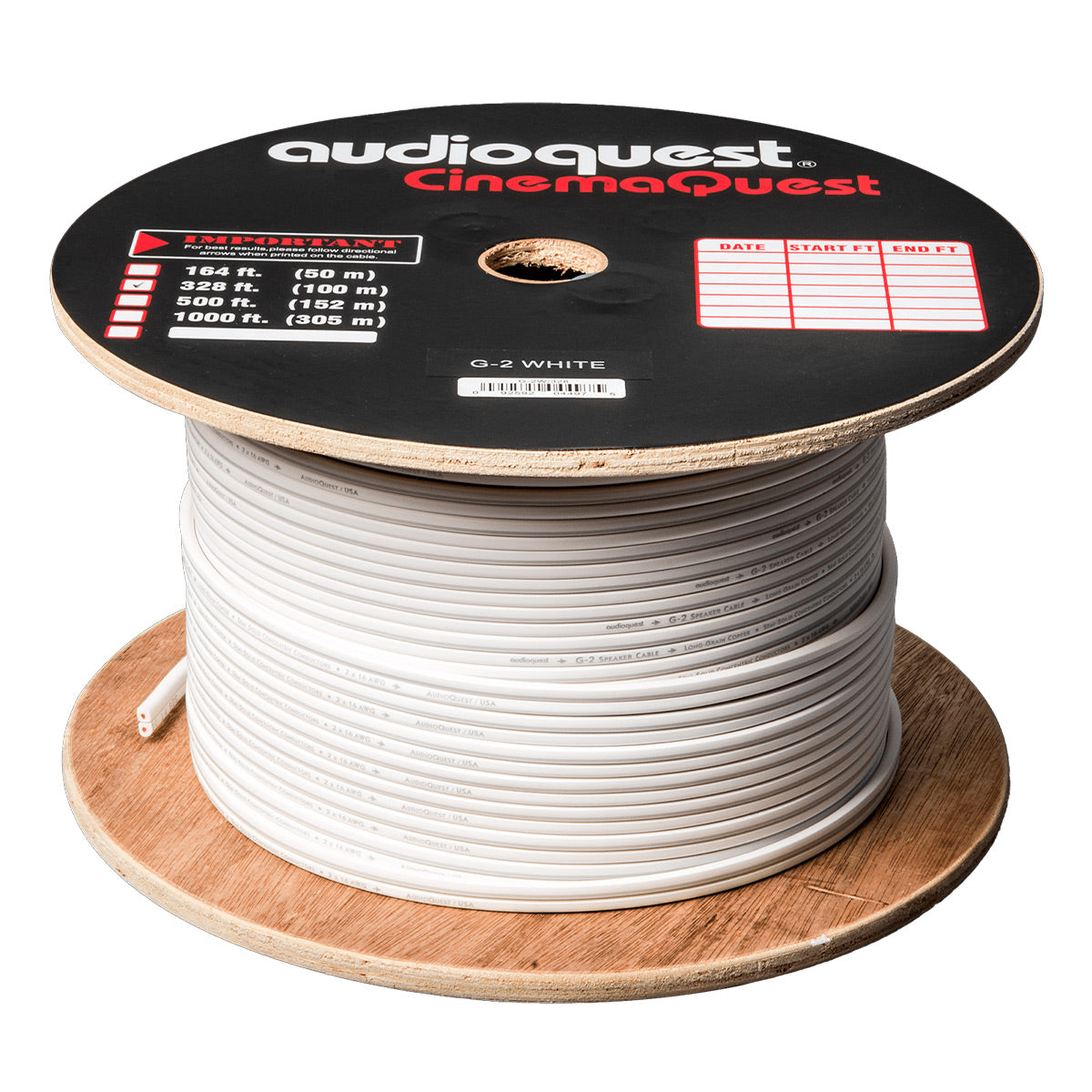 AudioQuest G2 15 AWG Bulk Speaker Cable - White (30 ft.)
