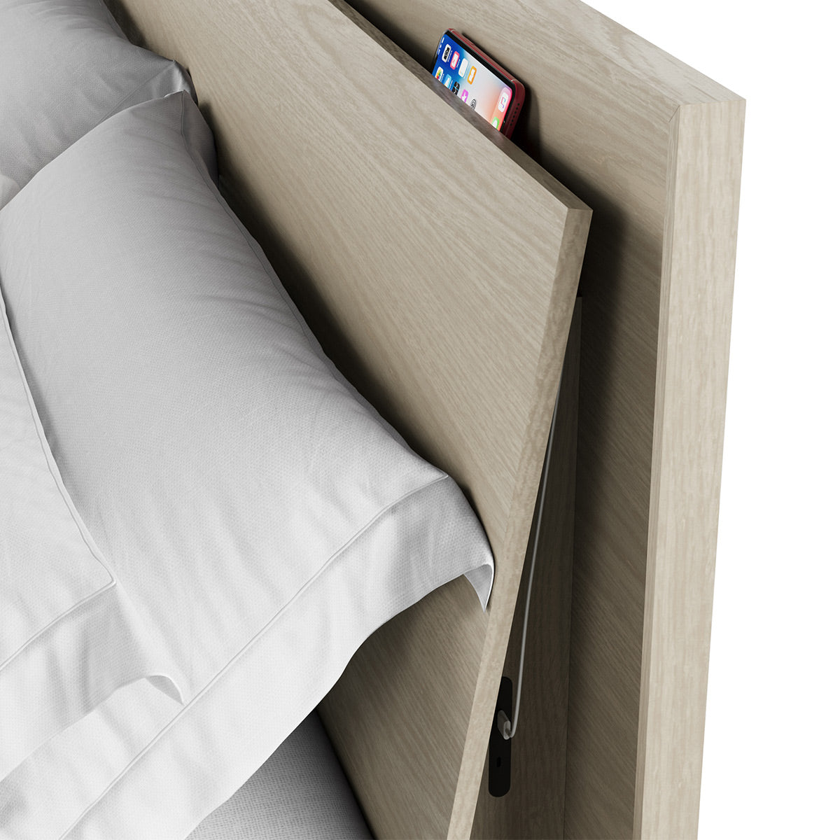 BDI KAVA Bedroom 9617 King Bed Frame with Built-In LEDs (Washed Oak)