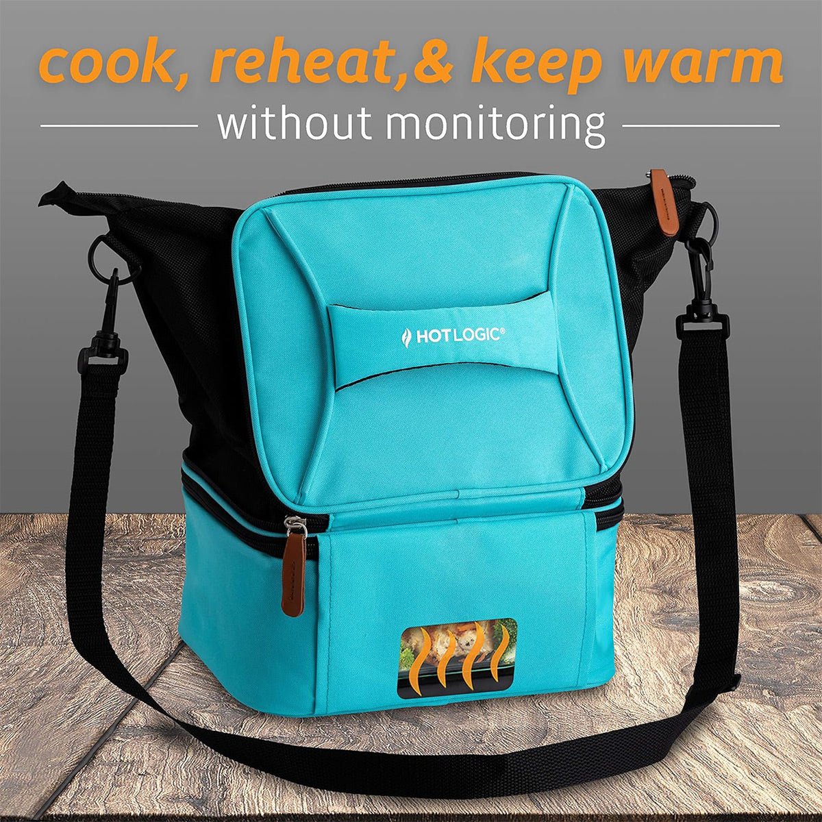 HOTLOGIC 12V Mini XP Portable 8.75" x 6.75" Food Warmer and Expandable Carrying Bag for Vehicle (Teal)