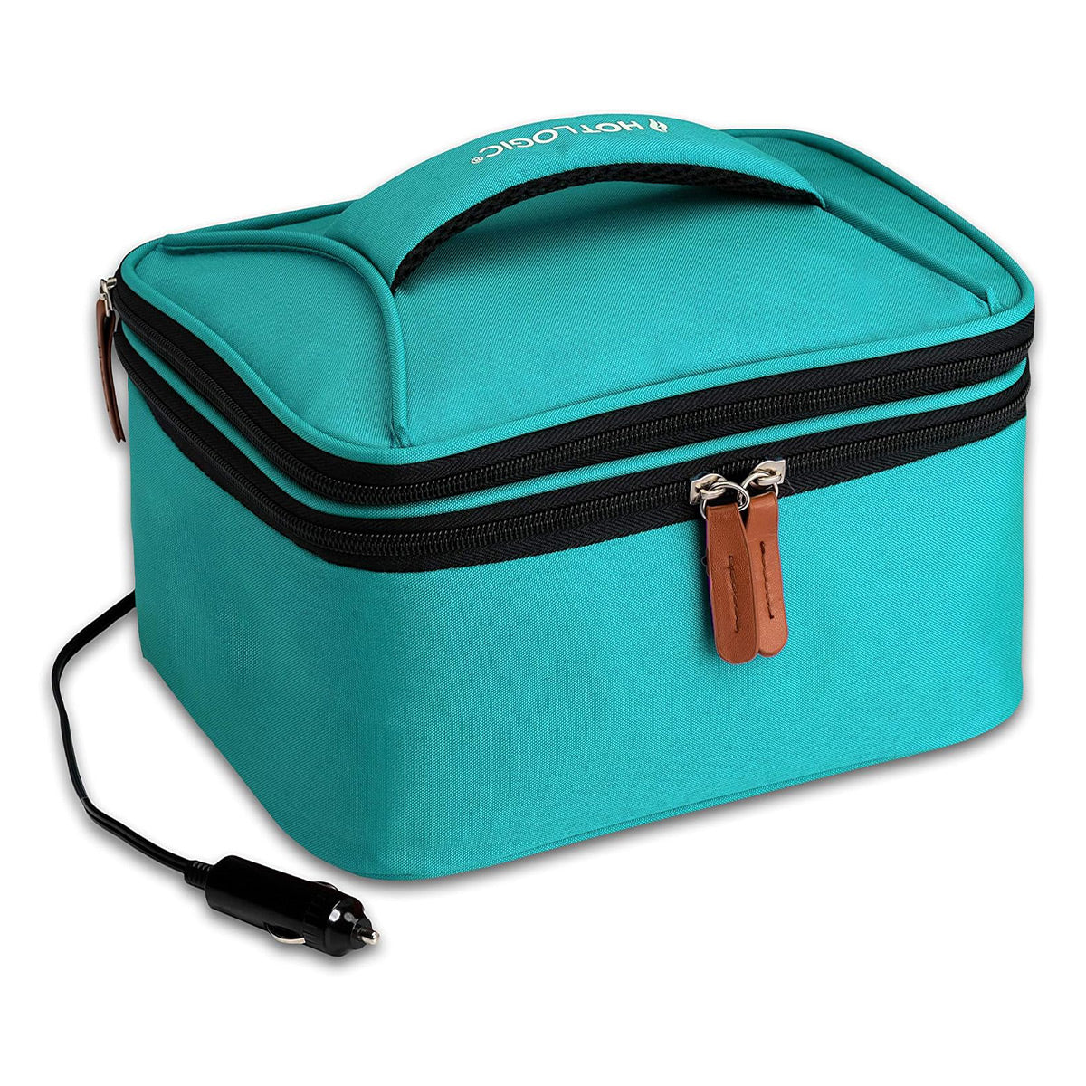 HOTLOGIC 12V Mini XP Portable 8.75" x 6.75" Food Warmer and Expandable Carrying Bag for Vehicle (Teal)