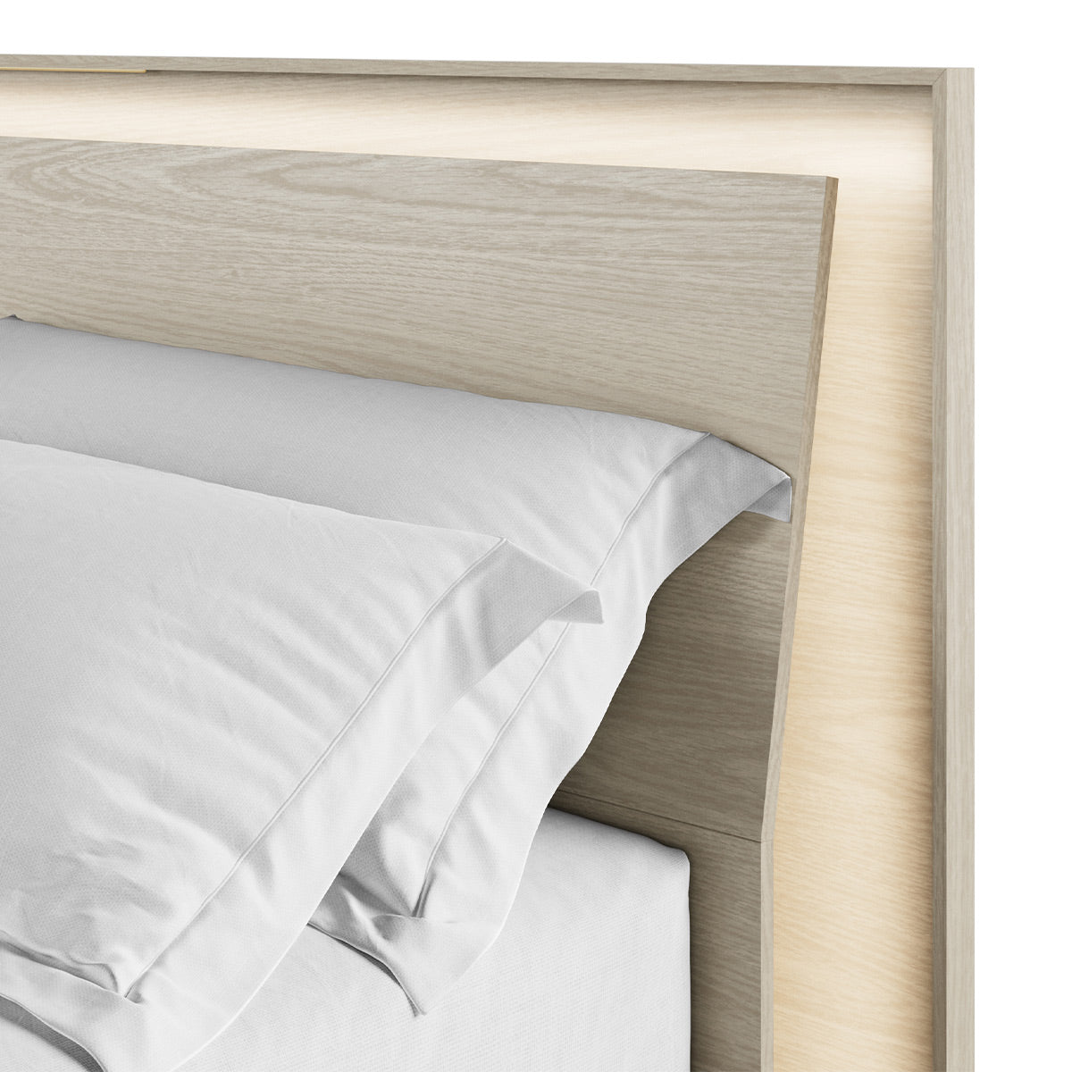 BDI KAVA Bedroom 9617 King Bed Frame with Built-In LEDs (Washed Oak)