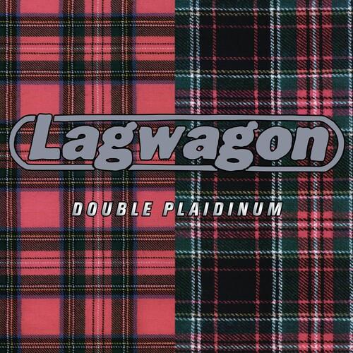 Split plaid album cover with red and green tartan patterns and bold grey logo