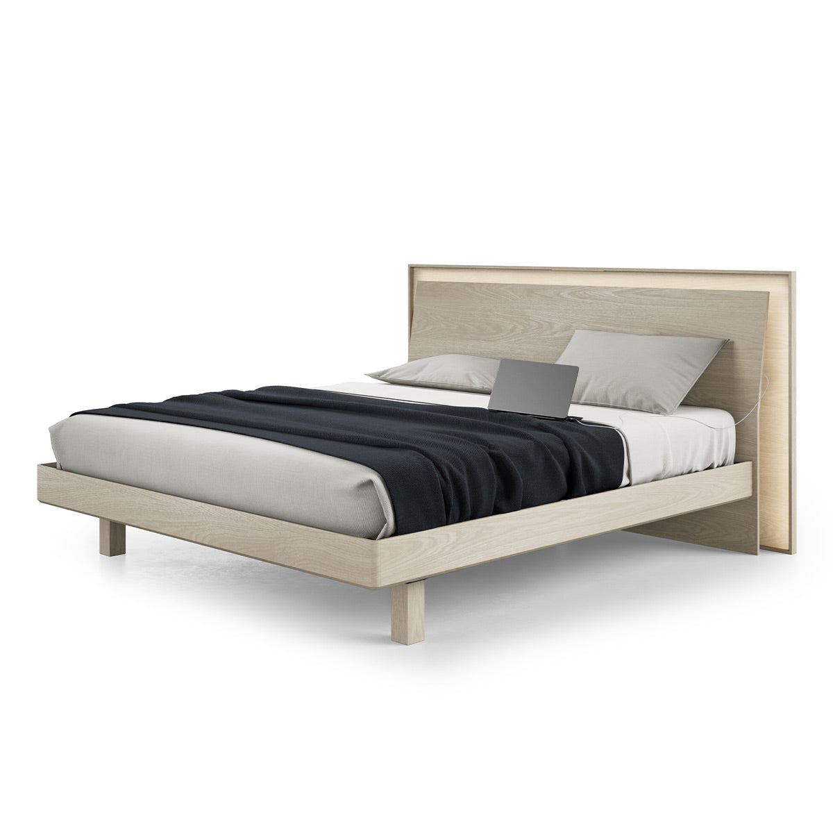 BDI KAVA Bedroom 9617 King Bed Frame with Built-In LEDs (Washed Oak)