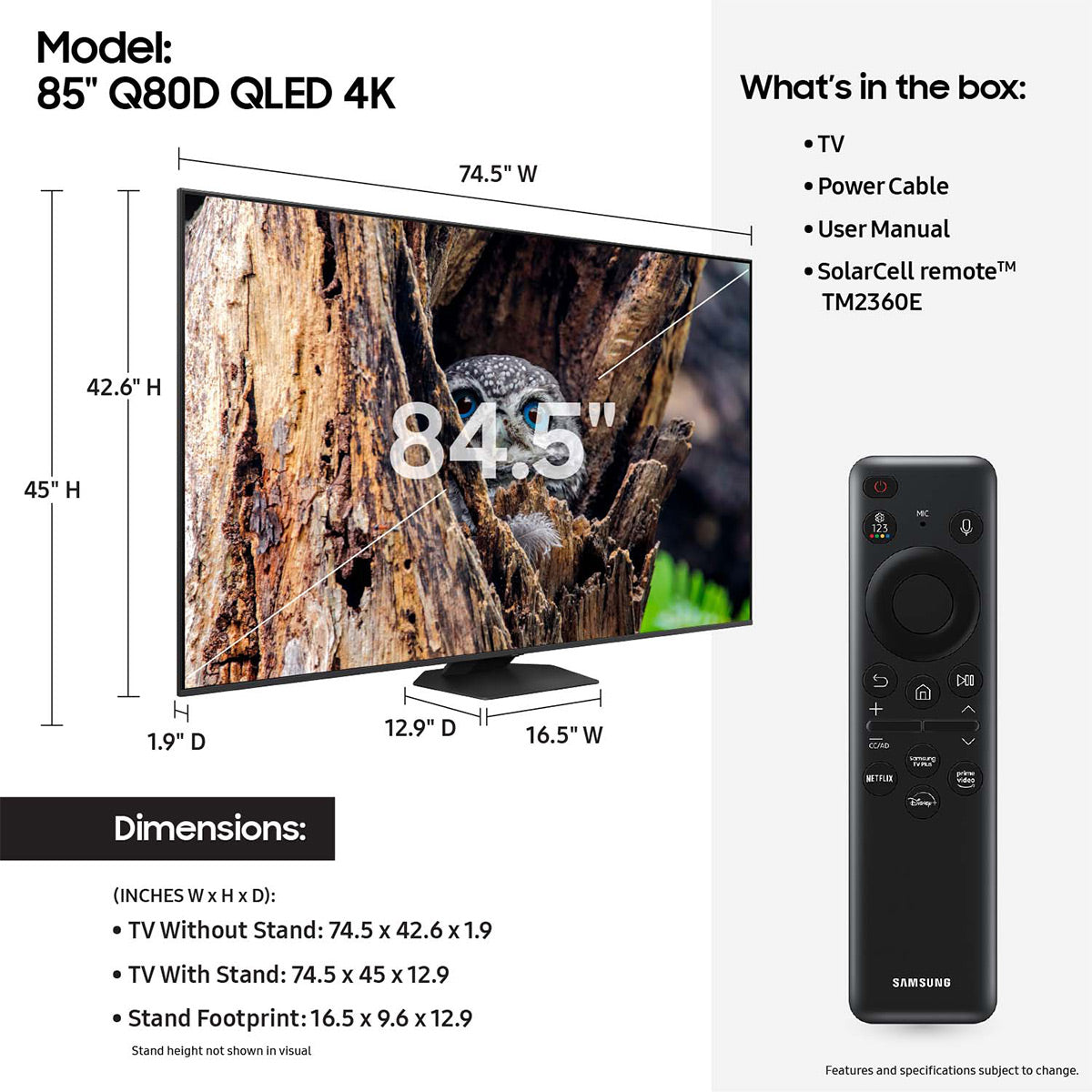 Samsung Q80D 85" 4K QLED Smart TV (2024)