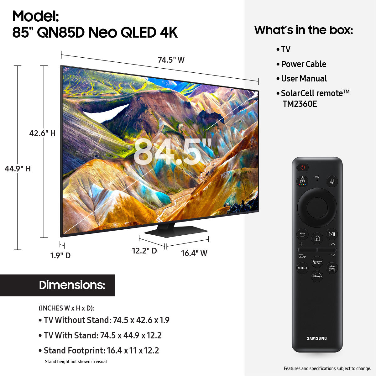 Samsung QN85QN85DA 85" 4K Neo QLED Smart TV (2024)