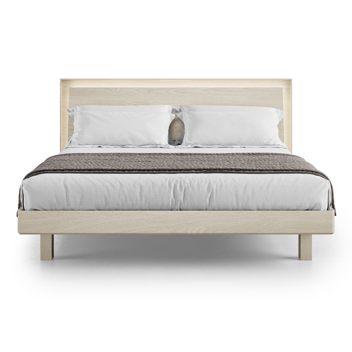 BDI KAVA Bedroom 9617 King Bed Frame with Built-In LEDs (Washed Oak)