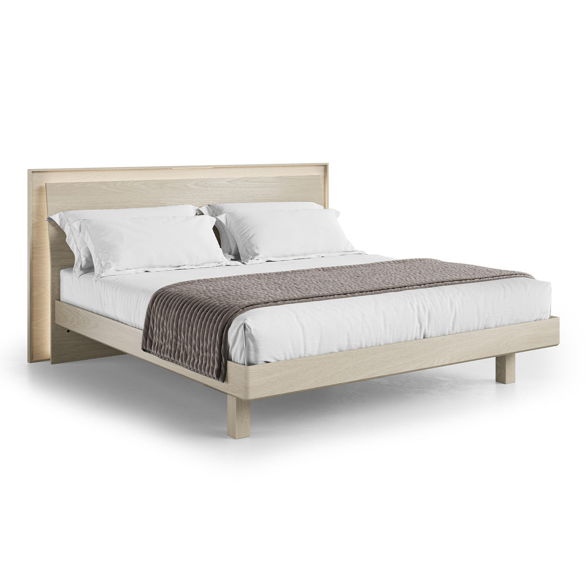 BDI KAVA Bedroom 9617 King Bed Frame with Built-In LEDs (Washed Oak)