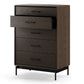 BDI LINQ 9185 Storage Chest with 5 Self-Closing Drawers and Metal Base (Toasted Oak)