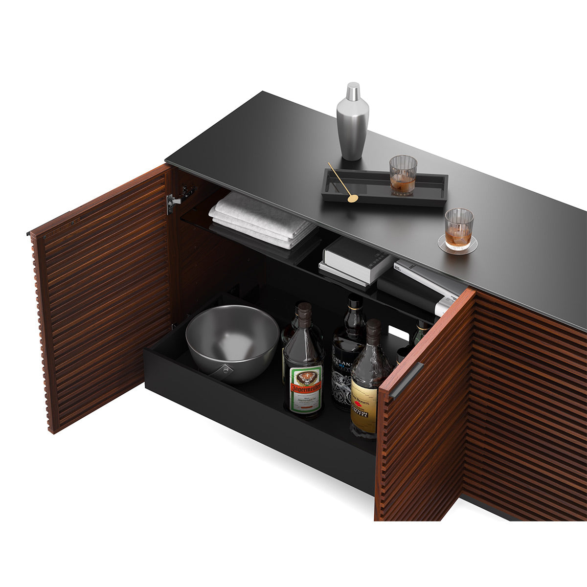 BDI Corridor 8109 4-Door Storage Credenza (Chocolate Stained Walnut)
