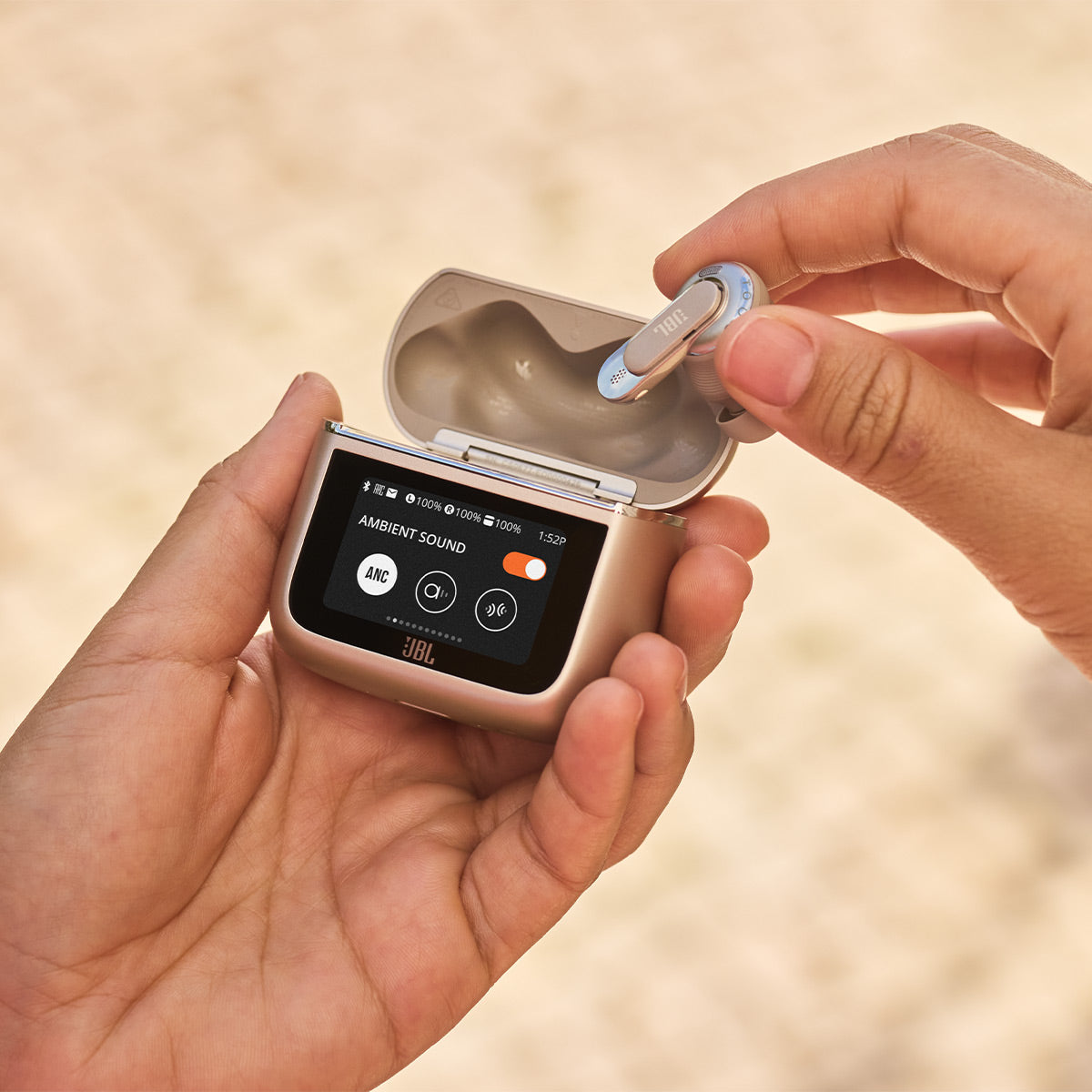 JBL Tour Pro 3 Noise Cancelling True Wireless Earbuds with Smart Case (Latte)