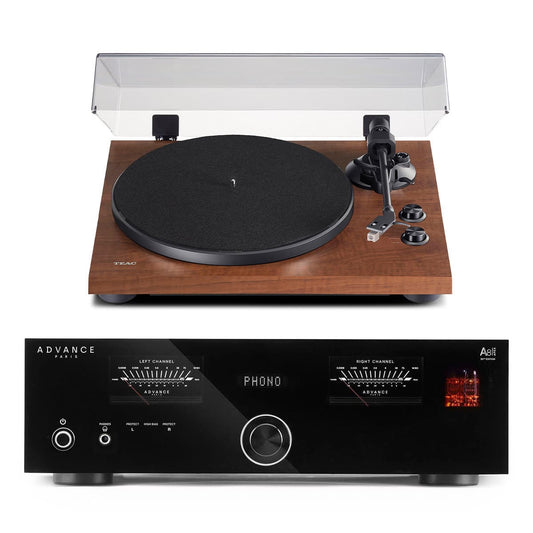 Advance Paris A8 APEX Integrated Amplifier with TEAC TN-280BT-A3 Belt-Drive Wireless Turntable (White)