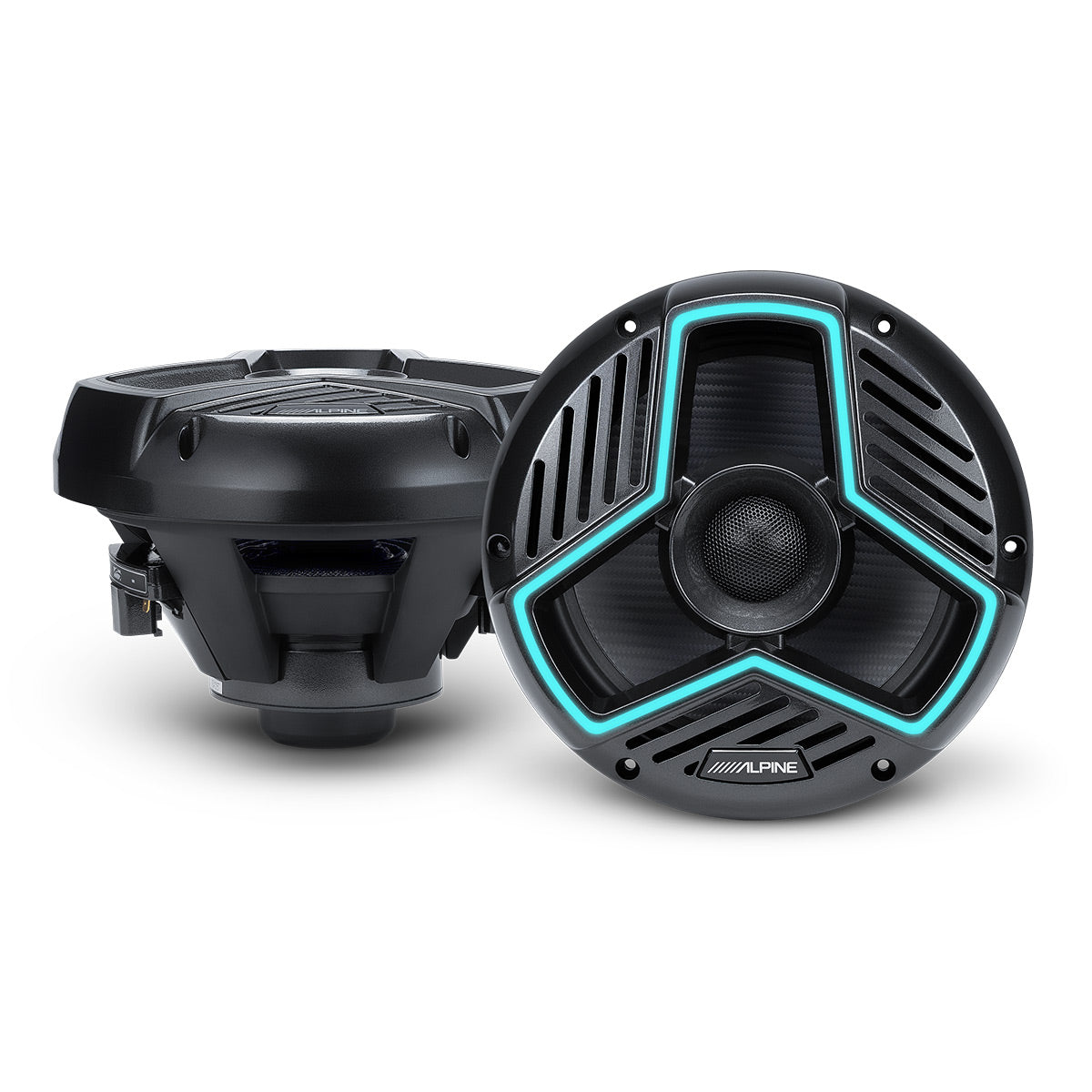 Alpine MRN-S88-LB Marine 8.8" Coaxial Speakers with RGB Lighting - Pair (Black)