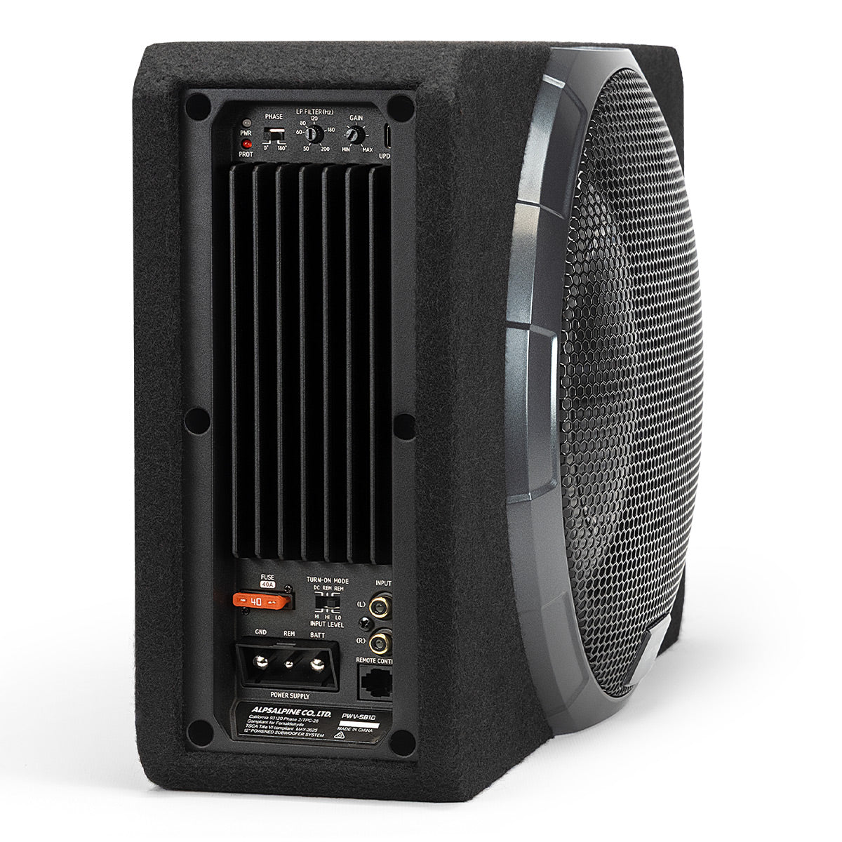 Alpine PWV-SB10 10" Powered Shallow Subwoofer with DSP
