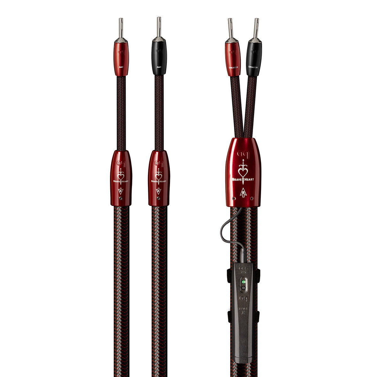 AudioQuest Brave Heart Silver Male Banana to Male Banana Full-Range ZERO-Tech Speaker Cable - Pair (10 ft.)