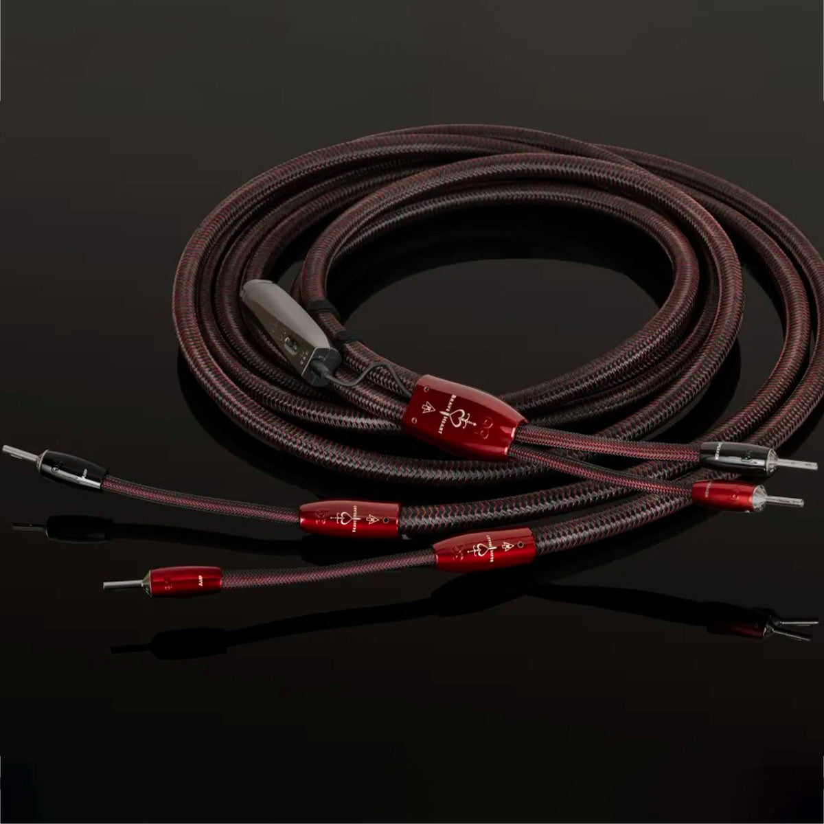 AudioQuest Brave Heart Silver Male Banana to Male Banana Full-Range ZERO-Tech Speaker Cable - Pair (8 ft.)