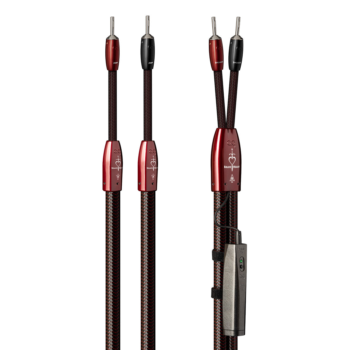 AudioQuest Brave Heart Silver Male Banana to Male Banana Full-Range ZERO-Tech Speaker Cable - Pair (8 ft.)