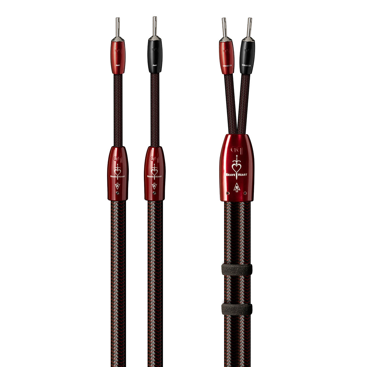 AudioQuest Brave Heart Silver Male Banana to Male Banana Full-Range ZERO-Tech Speaker Cable - Pair (8 ft.)
