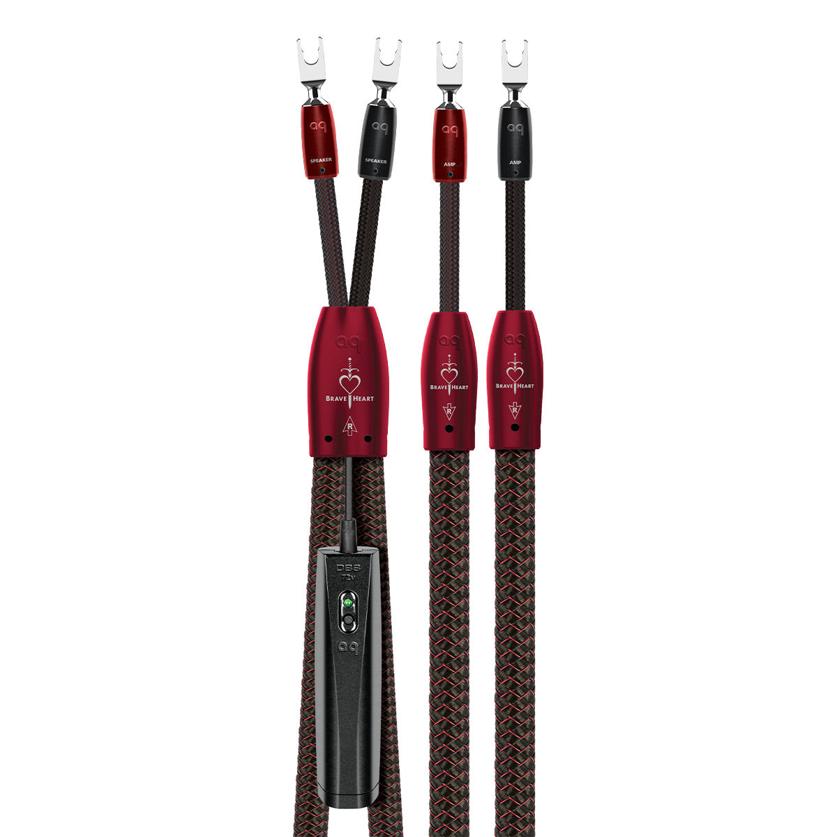 AudioQuest Brave Heart Silver Male Multi-Spade to Male Multi-Spade Full-Range ZERO-Tech Speaker Cable - Each (12 ft.)