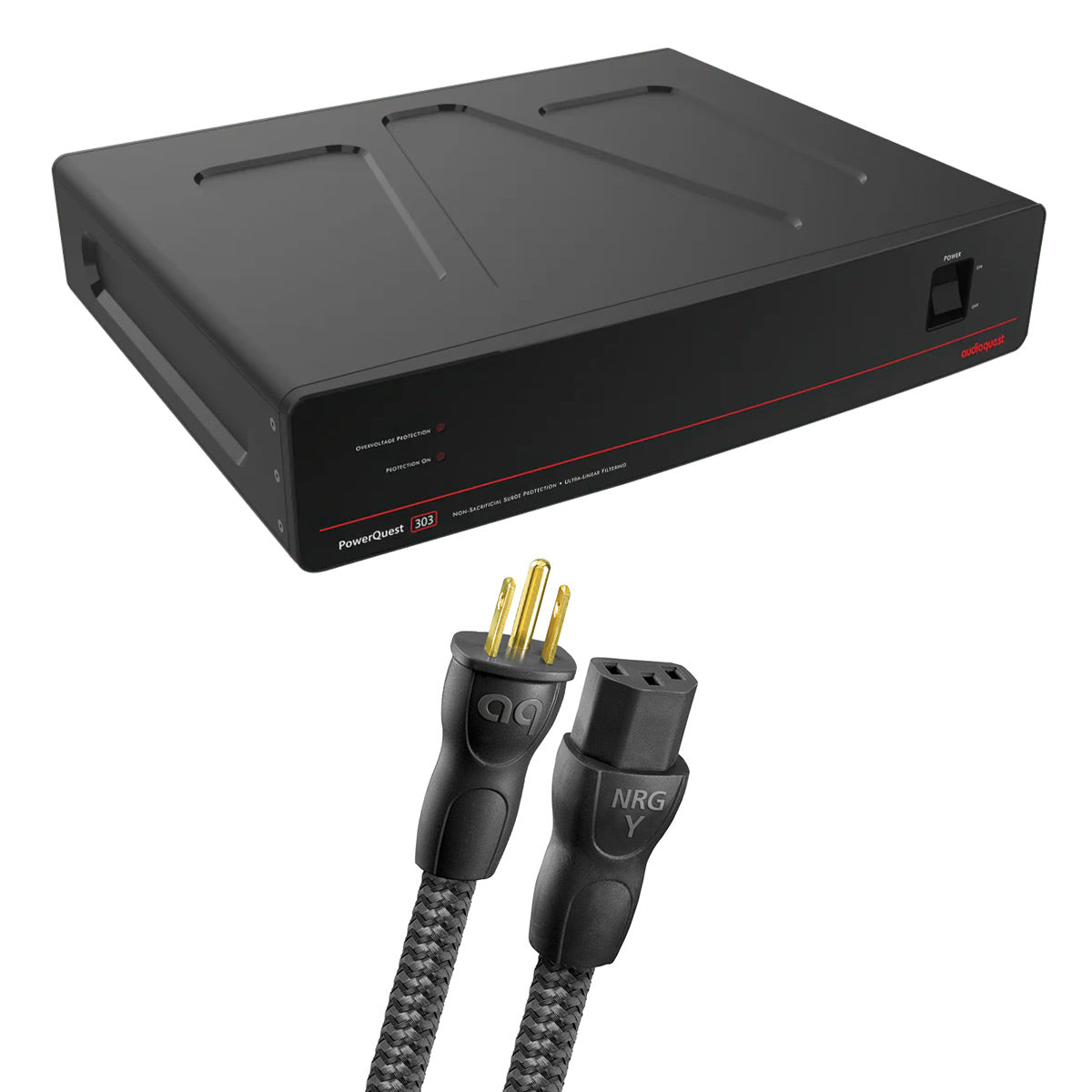 AudioQuest PowerQuest 303 12-Outlet Surge Protector and Power Conditioner with AudioQuest NRG-Y3 1.0m Low-Distortion 3-Pole AC Power Cable