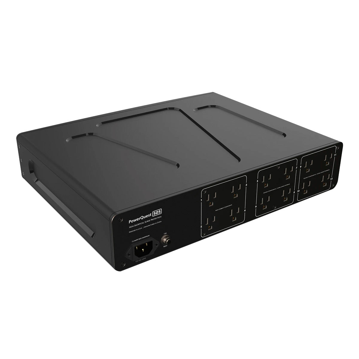 AudioQuest PowerQuest 505 12-Outlet Surge Protector and Power Conditioner with AudioQuest Monsoon 1.0m High-Current 15 AMP AC Power Cable