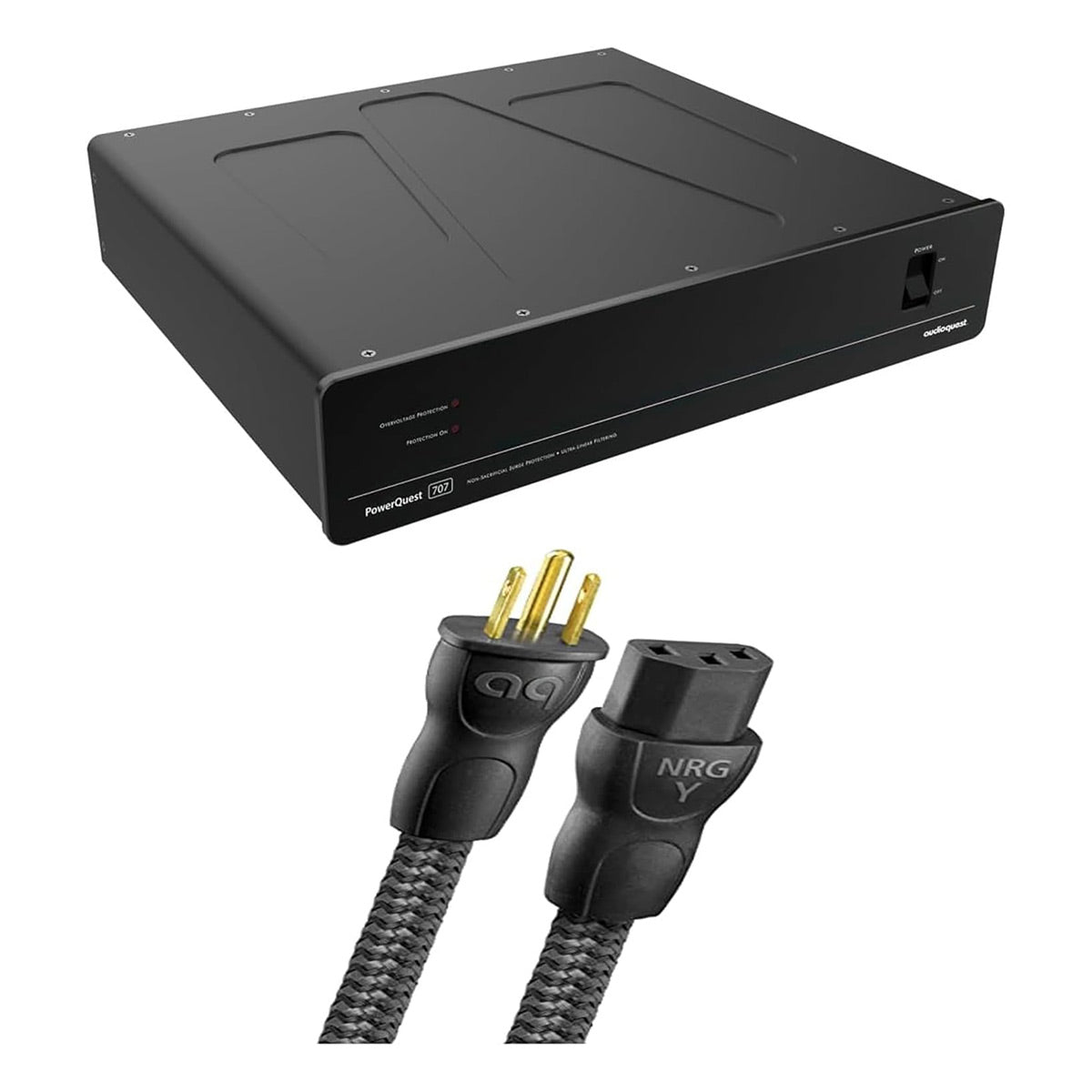 AudioQuest PowerQuest 707 12-Outlet Surge Protector and Power Conditioner with AudioQuest NRG-Y3 1.0m Low-Distortion 3-Pole AC Power Cable