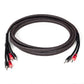 Braided speaker cables with red and black banana plugs