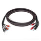 Braided black and red speaker cables with red and black banana plug connectors