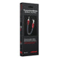 Black box packaging showing a braided speaker jumper cable with red spade connectors