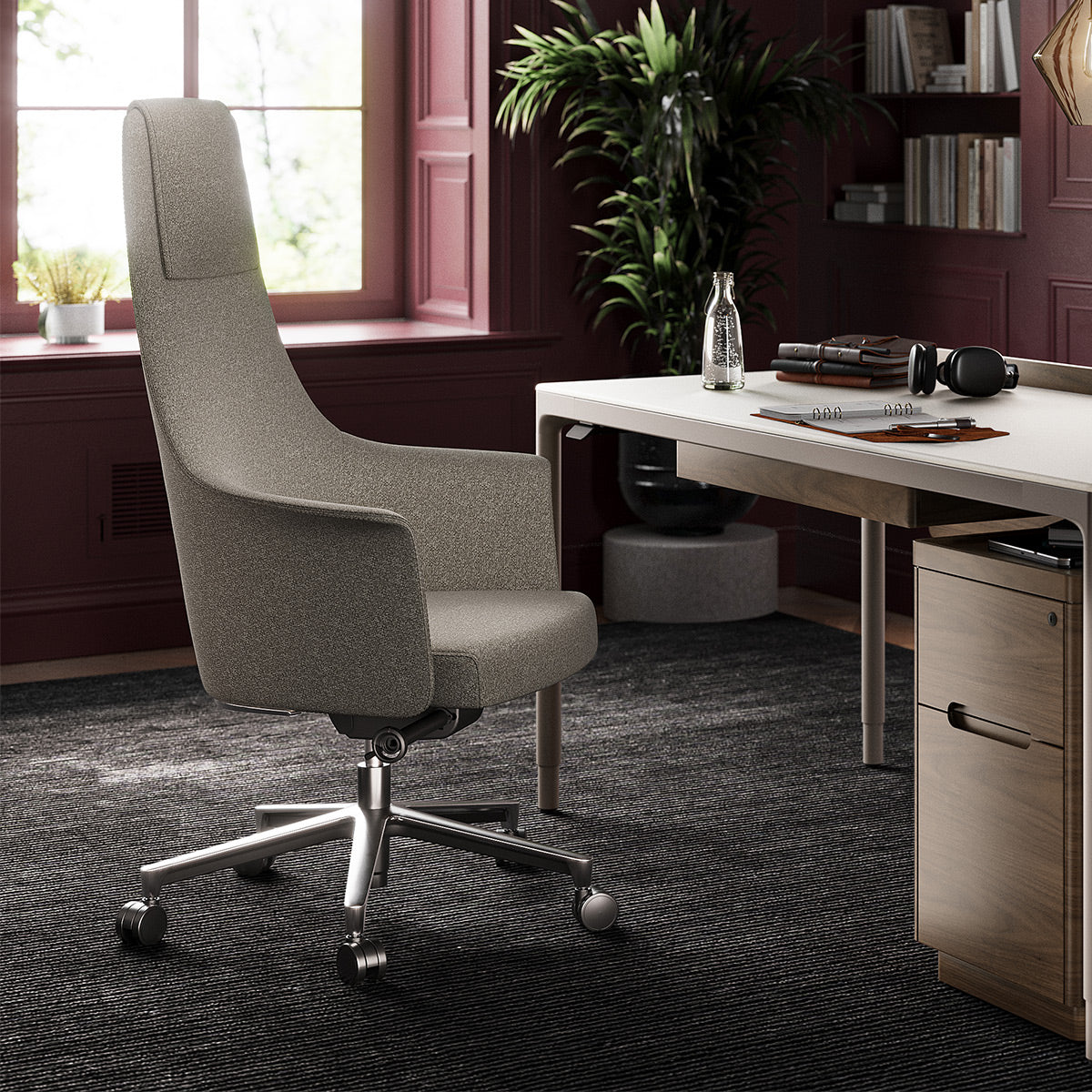 BDI Bolo 3532 Executive Leather Office Chair (Oatmeal)