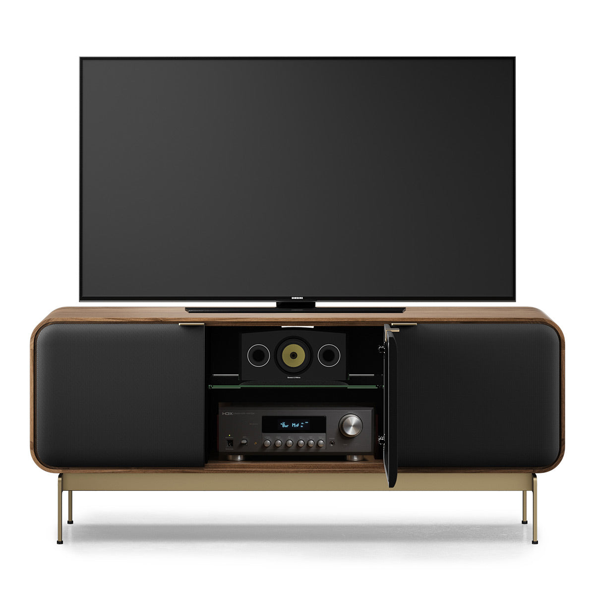 BDI Plume 8077 Triple Wide Media Cabinet (Natural Walnut, Bronze)