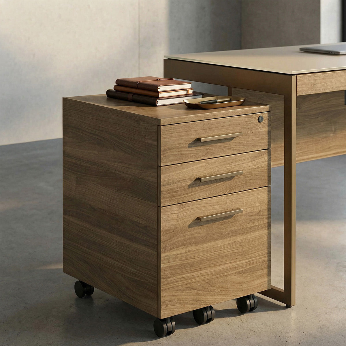 BDI Sequel Studio 6607 Mobile File Pedestal (Neo Walnut, Bronze)